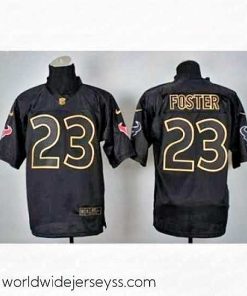 Marvelously styled Nike Houston Texans 23 Arian Foster Black Elite 2014 PRO Gold Lettering Fashion NFL Jersey