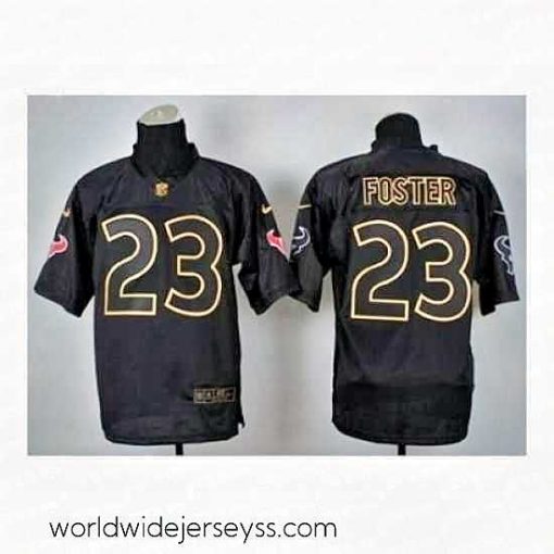 Marvelously styled Nike Houston Texans 23 Arian Foster Black Elite 2014 PRO Gold Lettering Fashion NFL Jersey