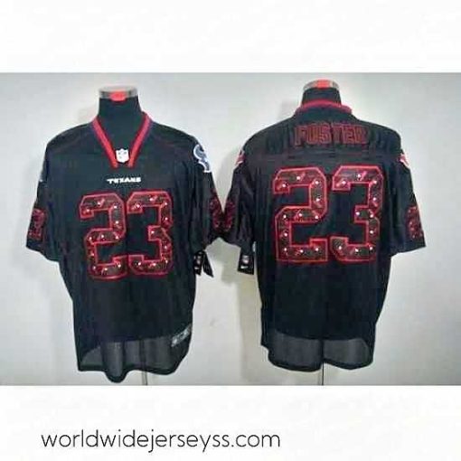 Superbly made Nike Houston Texans 23 Arian Foster Black Elite Lights Out Number with Team logo NFL Jersey