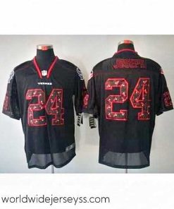 Superbly made Nike Houston Texans 24 Johnathan Joseph Black Elite Lights Out Number with Team logo NFL Jersey