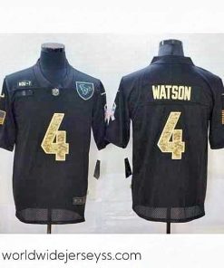 Exquisitely designed Nike Houston Texans 4 Deshaun Watson Black Camo 2020 Salute To Service Limited Jersey
