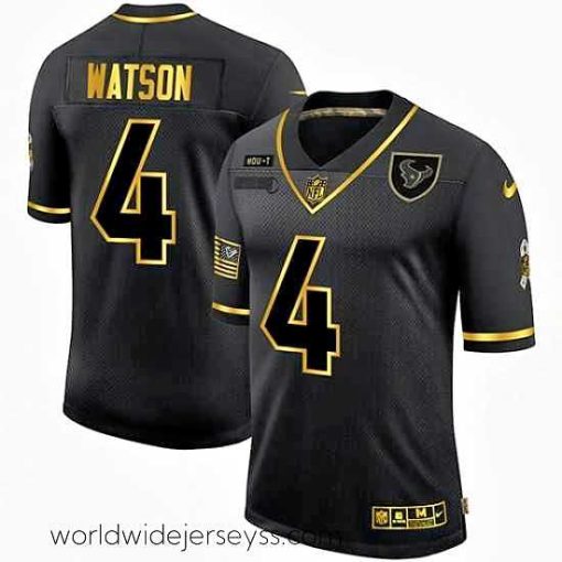 Exquisitely designed Nike Houston Texans 4 Deshaun Watson Black Gold 2020 Salute To Service Limited Jersey