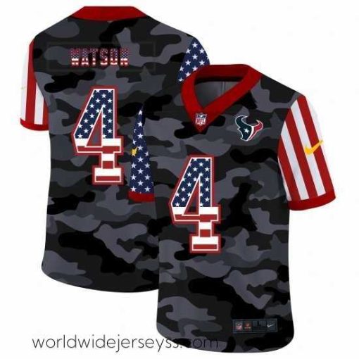 Exquisitely designed Nike Houston Texans 4 Deshaun Watson Camo 2020 USA Flag Salute To Service Limited Jersey