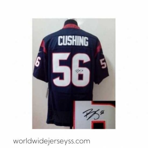 Exquisitely designed Nike Houston Texans 56 Brian Cushing blue Elite signature NFL Jersey