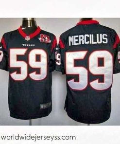 Exquisitely designed Nike Houston Texans 59 Whitney Mercilus Blue Game W 10TH Patch NFL Jersey