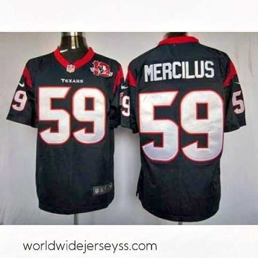 Exquisitely designed Nike Houston Texans 59 Whitney Mercilus Blue Game W 10TH Patch NFL Jersey