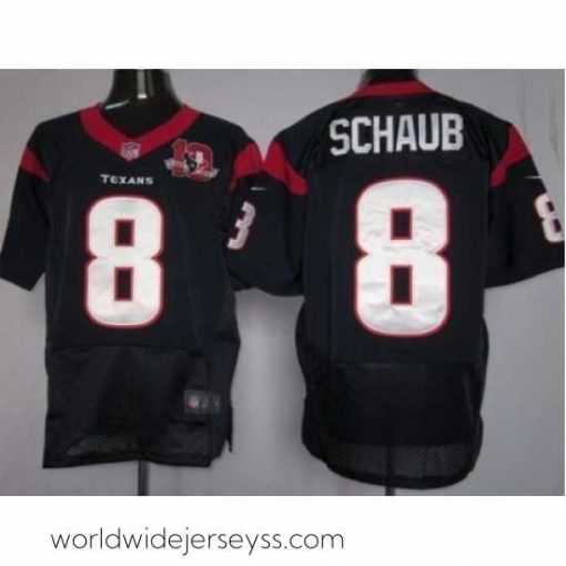 Marvelously styled Nike Houston Texans 8 Matt Schaub Blue Elite W 10th Patch NFL Jersey