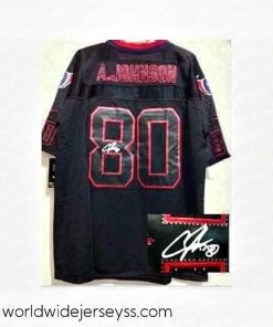 Exceptionally fashioned Nike Houston Texans 80 Andre Johnson Black Elite Light Out Signed NFL Jersey