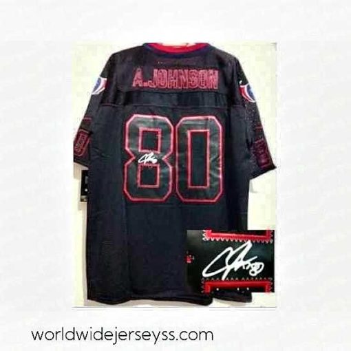 Exceptionally fashioned Nike Houston Texans 80 Andre Johnson Black Elite Light Out Signed NFL Jersey