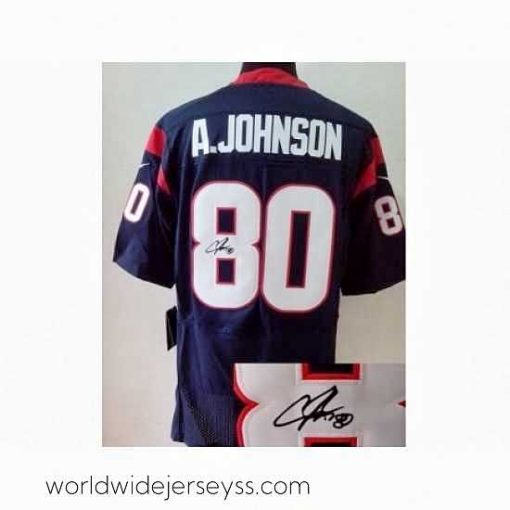 Finely crafted Nike Houston Texans 80 Andre Johnson Blue Elite Signed NFL Jersey