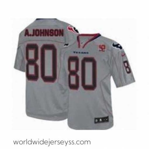 Superbly made Nike Houston Texans 80 Andre Johnson Grey Elite W 10th Patch NFL Jerseys