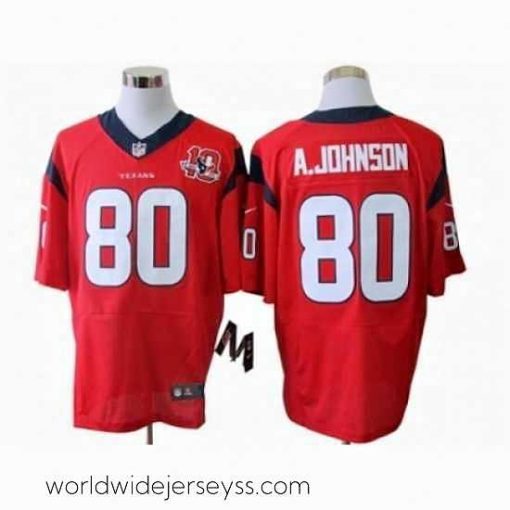 Marvelously styled Nike Houston Texans 80 Andre Johnson Red Elite W 10th Patch NFL Jerseys