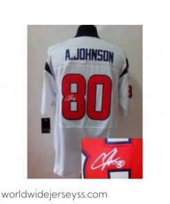 Exquisitely designed Nike Houston Texans 80 Andre Johnson White Elite Signed NFL Jersey