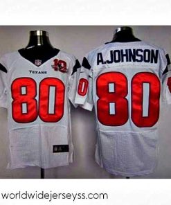 Marvelously styled Nike Houston Texans 80 Andre Johnson White Elite W 10th Patch NFL Jersey