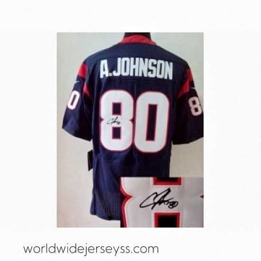 Finely crafted Nike Houston Texans 80 Andre Johnson blue Elite signature NFL Jersey