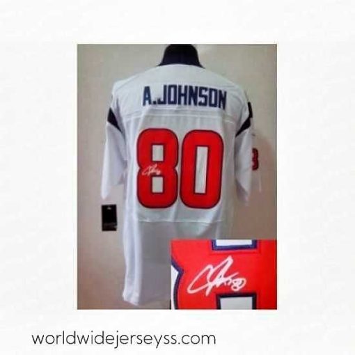 Superbly made Nike Houston Texans 80 Andre Johnson white Elite signature NFL Jersey