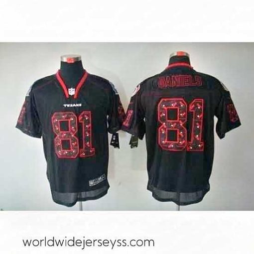 Finely crafted Nike Houston Texans 81 Owen Daniels Black Elite Lights Out Number with Team logo NFL Jersey