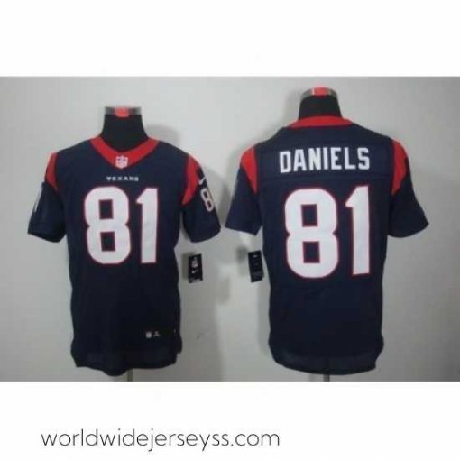 Superbly made Nike Houston Texans 81 Owen Daniels Blue Elite NFL Jersey