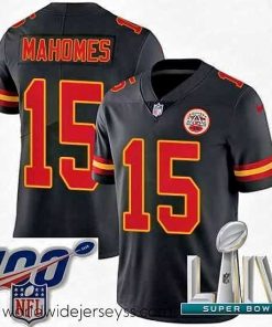 Finely crafted Nike Kansas City Chiefs #15 Patrick Mahomes Black 2020 Super Bowl LIV Stitched NFL Limited Rush Jersey