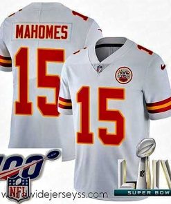 Marvelously styled Nike Kansas City Chiefs #15 Patrick Mahomes White 2020 Super Bowl LIV Stitched NFL Vapor Untouchable Limited Jersey