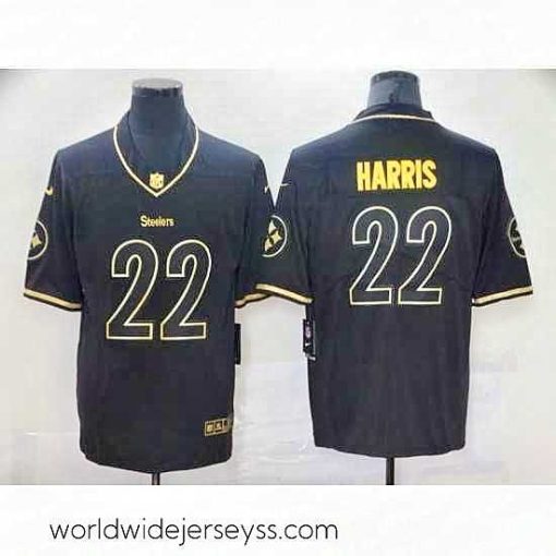 Superbly made Nike Steelers 22 Najee Harris Black Gold Vapor Untouchable Limited Jersey