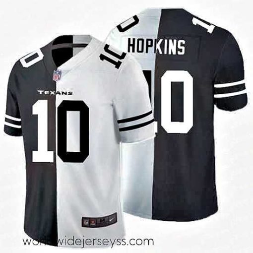 Marvelously styled Nike Texans 10 DeAndre Hopkins Black And White Split Vapor Untouchable Limited Jersey
