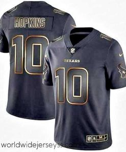 Exquisitely designed Nike Texans 10 DeAndre Hopkins Black Gold Vapor Untouchable Limited Jersey