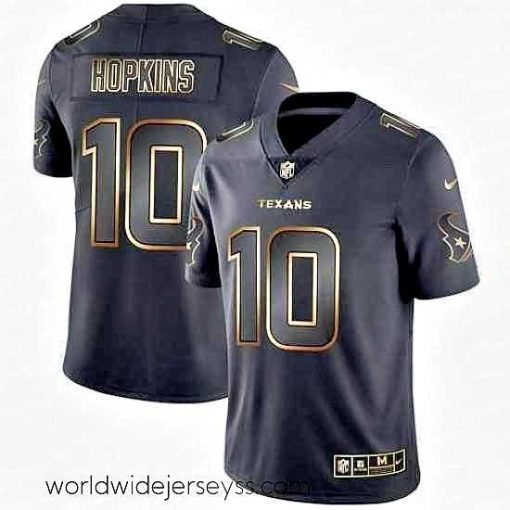 Exquisitely designed Nike Texans 10 DeAndre Hopkins Black Gold Vapor Untouchable Limited Jersey