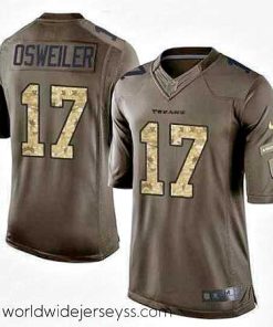 Marvelously styled Nike Texans #17 Brock Osweiler Green Stitched NFL Limited Salute to Service Jersey