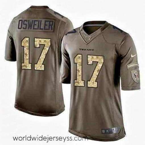 Marvelously styled Nike Texans #17 Brock Osweiler Green Stitched NFL Limited Salute to Service Jersey