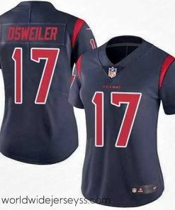 Exquisitely designed Nike Texans #17 Brock Osweiler Navy Blue Womens Stitched NFL Limited Rush Jersey