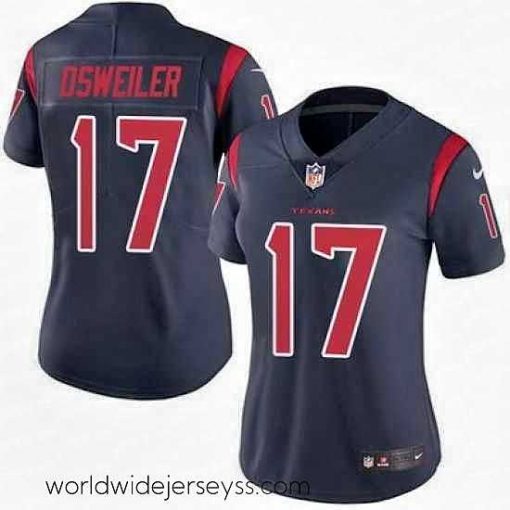 Exquisitely designed Nike Texans #17 Brock Osweiler Navy Blue Womens Stitched NFL Limited Rush Jersey