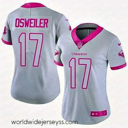 Exceptionally fashioned Nike Texans #17 Brock Osweiler White Pink Womens Stitched NFL Limited Rush Fashion Jersey