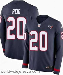 Marvelously styled Nike Texans #20 Justin Reid Navy Blue Team Color Stitched NFL Limited Therma Long Sleeve Jersey