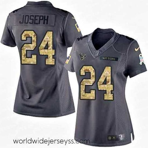 Marvelously styled Nike Texans #24 Johnathan Joseph Black Womens Stitched NFL Limited 2016 Salute to Service Jersey