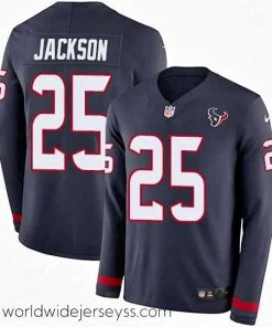Exceptionally fashioned Nike Texans #25 Kareem Jackson Navy Blue Team Color Stitched NFL Limited Therma Long Sleeve Jersey