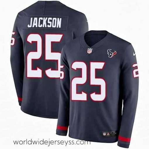 Exceptionally fashioned Nike Texans #25 Kareem Jackson Navy Blue Team Color Stitched NFL Limited Therma Long Sleeve Jersey