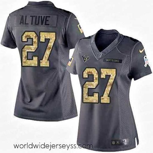Exquisitely designed Nike Texans #27 Jose Altuve Black Womens Stitched NFL Limited 2016 Salute to Service Jersey