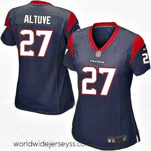 Marvelously styled Nike Texans #27 Jose Altuve Navy Blue Team Color Womens Stitched NFL Elite Jersey