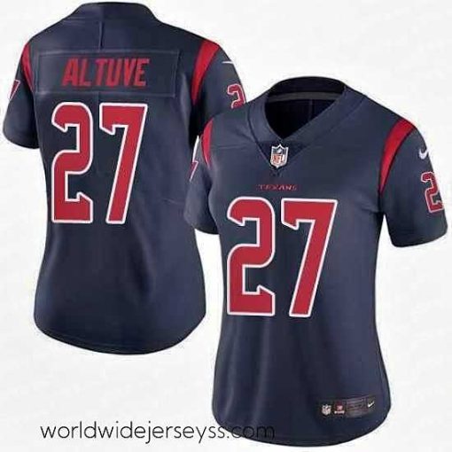 Superbly made Nike Texans #27 Jose Altuve Navy Blue Womens Stitched NFL Limited Rush Jersey