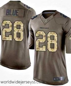 Superbly made Nike Texans #28 Alfred Blue Green Mens Stitched NFL Limited Salute to Service Jersey