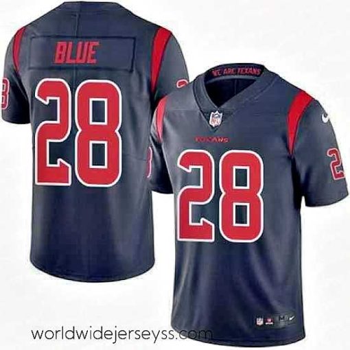 Exquisitely designed Nike Texans #28 Alfred Blue Navy Blue Mens Stitched NFL Limited Rush Jersey