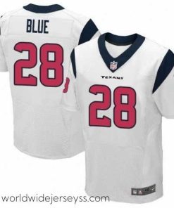 Superbly made Nike Texans #28 Alfred Blue White Mens Stitched NFL Elite Jersey
