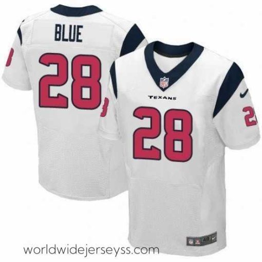 Superbly made Nike Texans #28 Alfred Blue White Mens Stitched NFL Elite Jersey