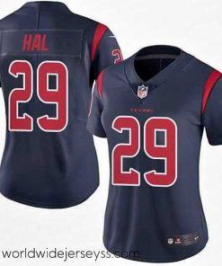 Marvelously styled Nike Texans #29 Andre Hal Navy Blue Womens Stitched NFL Limited Rush Jersey