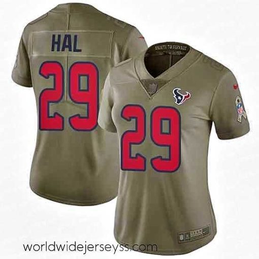 Finely crafted Nike Texans #29 Andre Hal Olive Womens Stitched NFL Limited 2017 Salute to Service Jersey