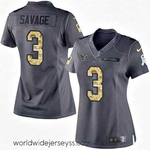 Marvelously styled Nike Texans #3 Tom Savage Black Womens Stitched NFL Limited 2016 Salute to Service Jersey