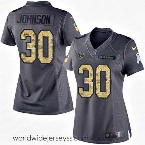 Finely crafted Nike Texans #30 Kevin Johnson Black Womens Stitched NFL Limited 2016 Salute to Service Jersey