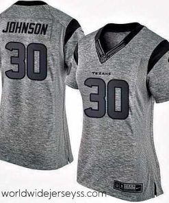 Exquisitely designed Nike Texans #30 Kevin Johnson Gray Womens Stitched NFL Limited Gridiron Gray Jersey