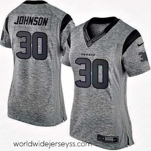 Exquisitely designed Nike Texans #30 Kevin Johnson Gray Womens Stitched NFL Limited Gridiron Gray Jersey